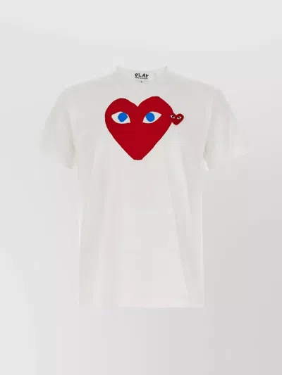 Comme Des Garçons Play Graphic Print Crew Neck Short Sleeves T-shirt In White