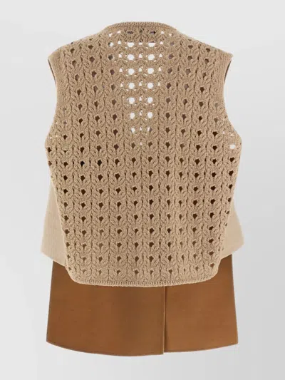 Fabiana Filippi Tricot Wool Vest Gilet Beige