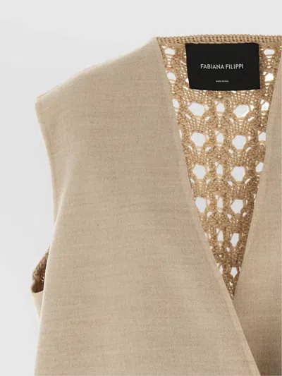 Fabiana Filippi Tricot Wool Vest Gilet Beige