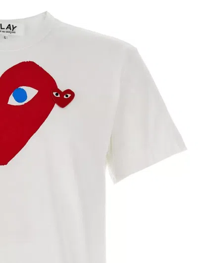 Comme Des Garçons Play Graphic Print Crew Neck Short Sleeves T-shirt In White