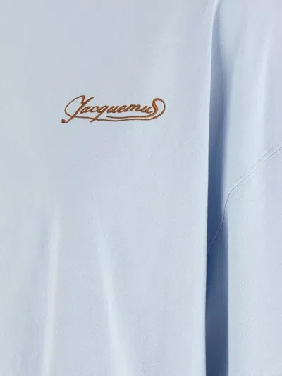 Jacquemus Le T-shirt Corto Logo-embroidered Cotton T-shirt In Blue