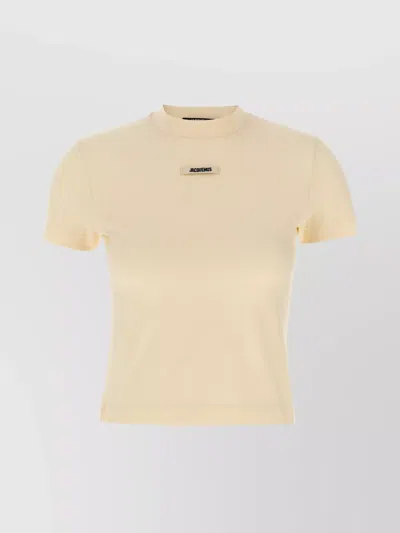 Jacquemus Le T-shirt Logo Embroidered Grosgrain T-shirt In Nude