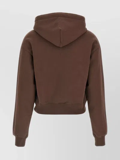 Jacquemus Drawstring Hood Gros-grain Hoodie In Brown