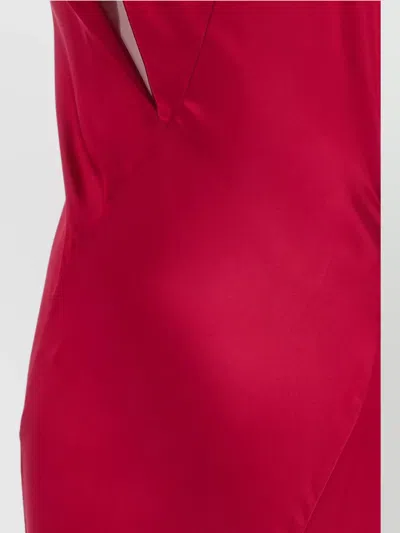Alberta Ferretti Satin Draped Floor-length Dress With Asymmetric Neckline In Pink