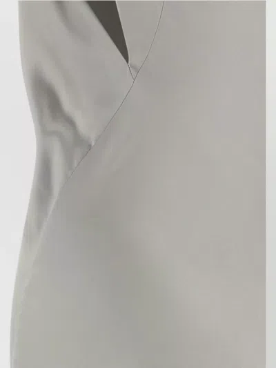 Alberta Ferretti Draped Satin Dress Asymmetric Neckline In Gray
