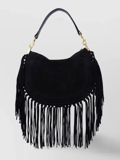Isabel Marant Soft Fringe Zip Crossbody Bag In Black