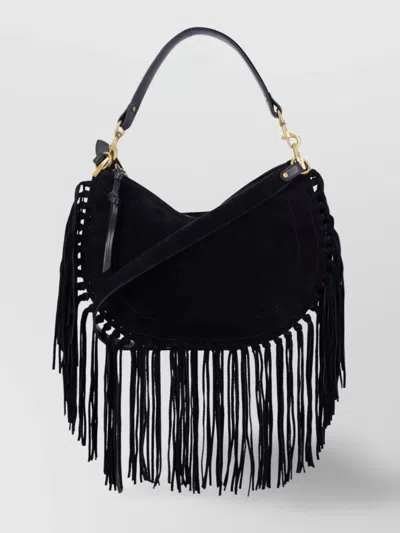 Isabel Marant Soft Fringe Zip Crossbody Bag In Black
