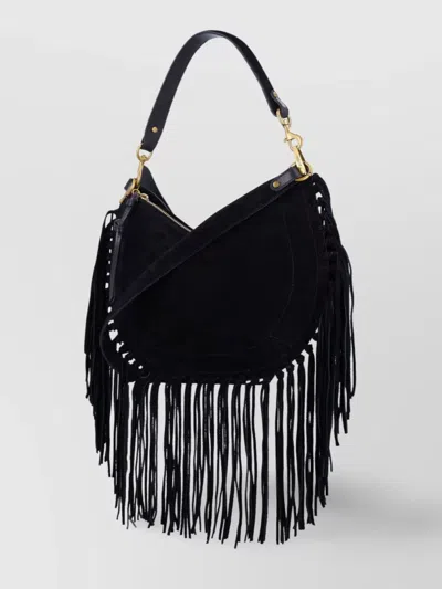Isabel Marant Soft Fringe Zip Crossbody Bag In Black