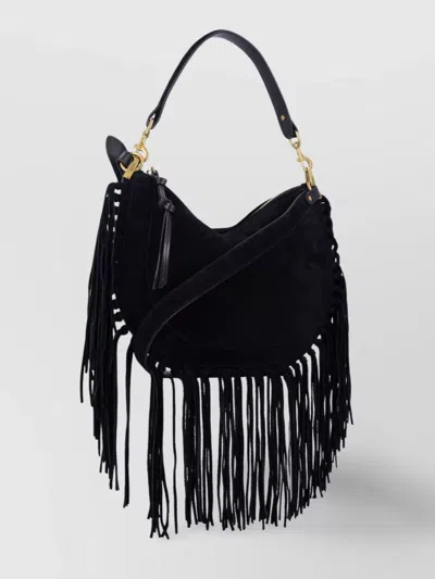 Isabel Marant Soft Fringe Zip Crossbody Bag In Black