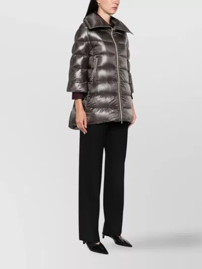 Herno Cleofe Quilted Zip-fastening Coat In Metallic