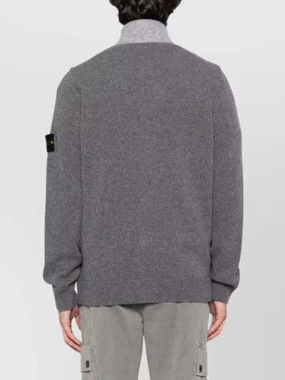 Stone Island Knit Button-up Jumper In Lamb Wool And Nylon Blend