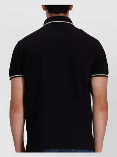 Emporio Armani Classic Piqué Polo Shirt With Polished Collar In Black
