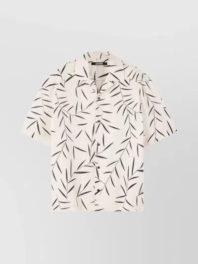 Jacquemus Cotton Poplin Shirt With Foliage Print And Embroidered Logo