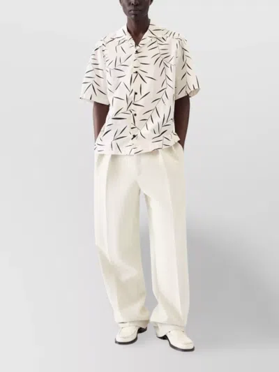 Jacquemus Cotton Poplin Shirt With Foliage Print And Embroidered Logo
