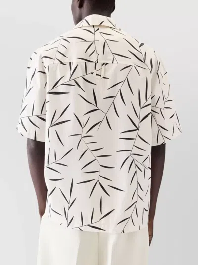 Jacquemus Cotton Poplin Shirt With Foliage Print And Embroidered Logo