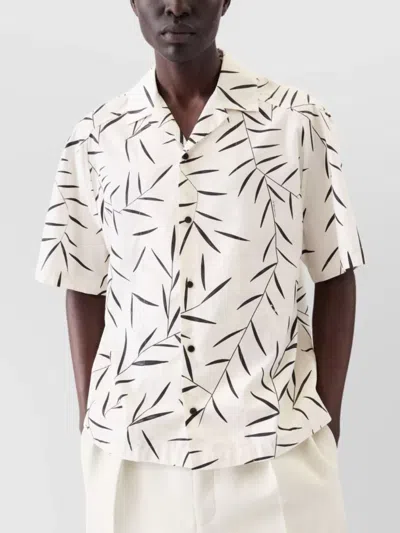 Jacquemus Cotton Poplin Shirt With Foliage Print And Embroidered Logo