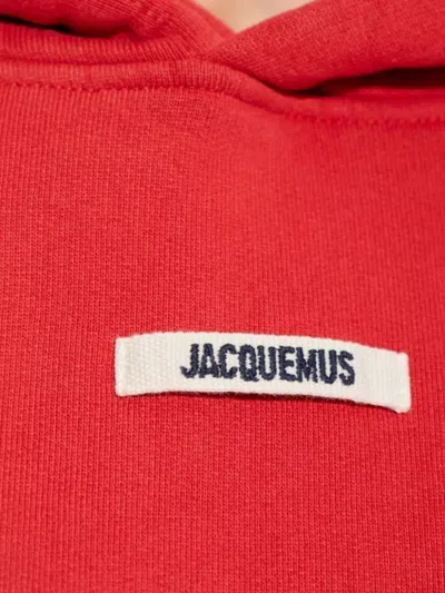 Jacquemus Cropped Hooded Drawstring Top In Red