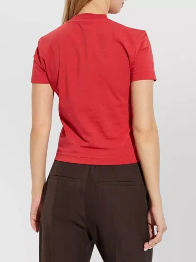 Jacquemus Crew Neck Short Sleeve Tops With Ribbed Detail In Red