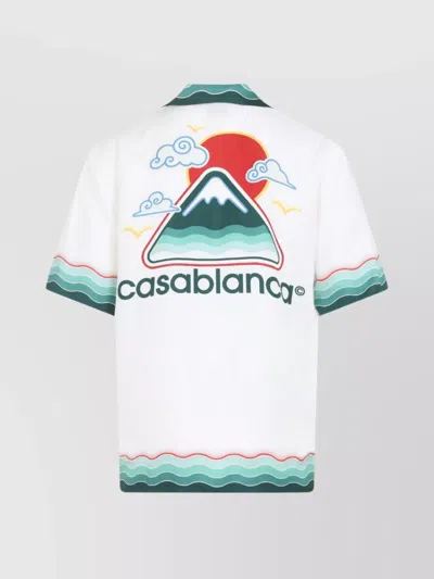 Casablanca Convertible-collar Printed Silk-twill Shirt In White