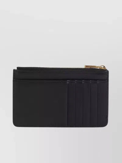 Dolce & Gabbana Zip-closure Calf Leather Wallet With Gold-tone Hardware In Black