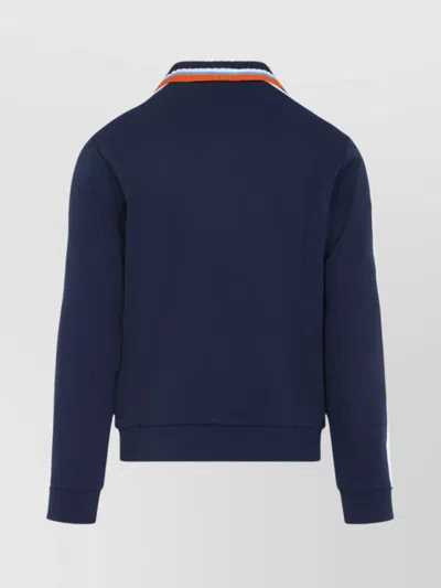Casablanca Ribbed Collar Side Pockets Track Jacket In Blue