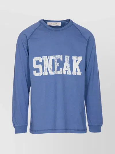 Golden Goose Crewneck Graphic Print Sweater Long Sleeves In Blue