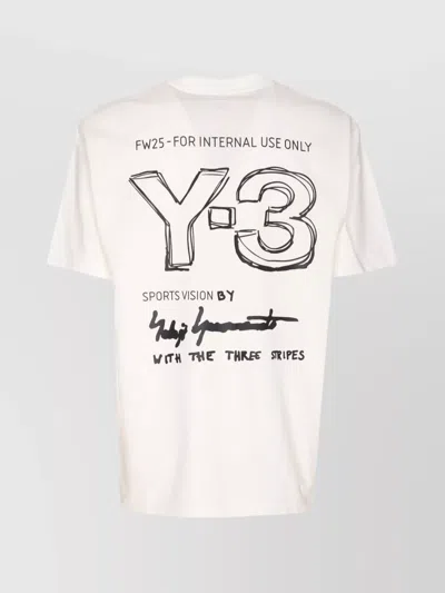 Y-3 Crewneck Graphic Print Oversize Short Sleeve T-shirt In White