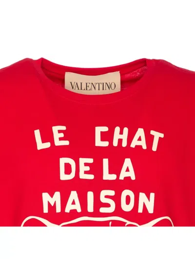 Valentino Garavani T-shirt With Le Chat De La Maison Print In Red
