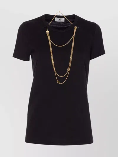 Elisabetta Franchi Logo T-shirt With Chain Detail And Charms