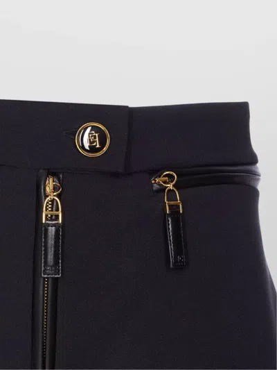 Elisabetta Franchi Mini Skirt With Front Slit In Black