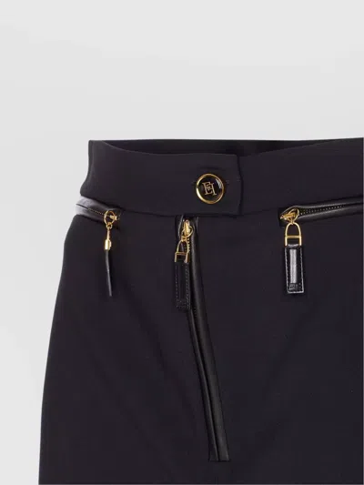 Elisabetta Franchi Mini Skirt With Front Slit In Black