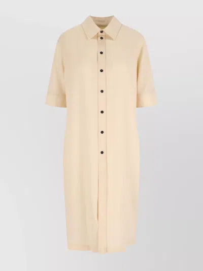Jil Sander Short Sleeves Knee Length Dress In Neutral