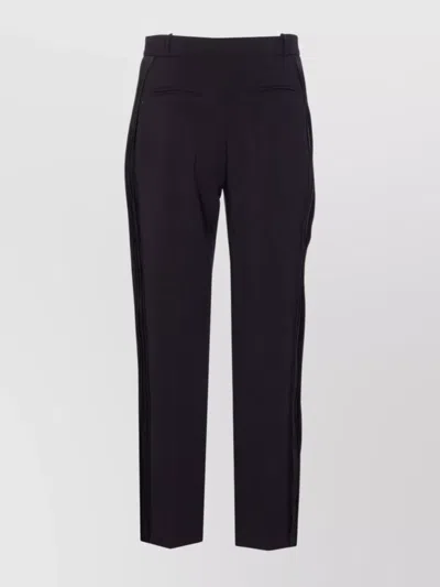 Elisabetta Franchi Light Crepe Trousers With Tuxedo Detail In Black