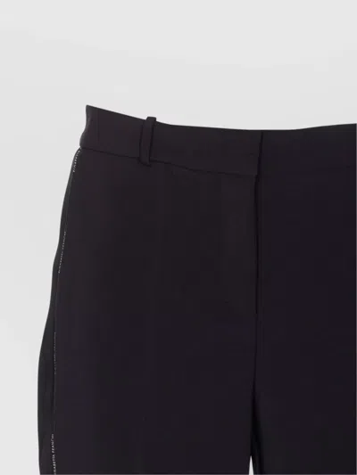 Elisabetta Franchi Light Crepe Trousers With Tuxedo Detail In Black