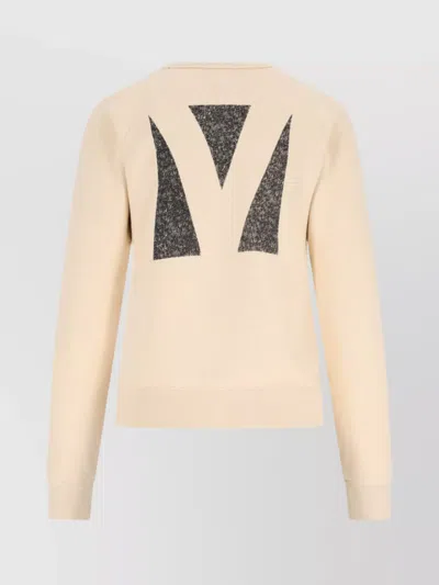 Valentino Graphic Print Cotton Sweatshirt With Raglan Sleeves In Neutral