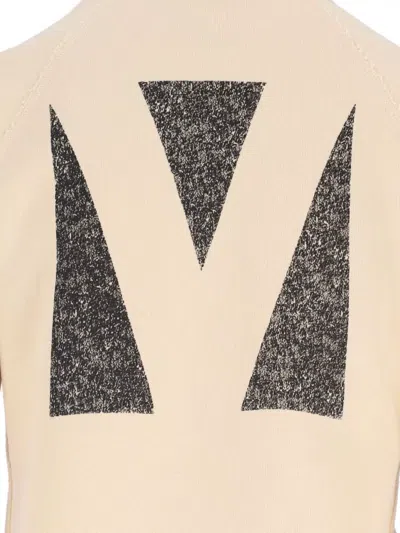 Valentino Graphic Print Cotton Sweatshirt With Raglan Sleeves In Neutral