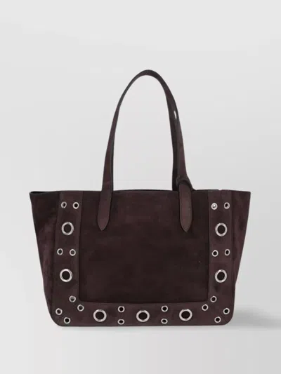 Valentino Luxe Suede Tote Bag With Metal Eyelets
