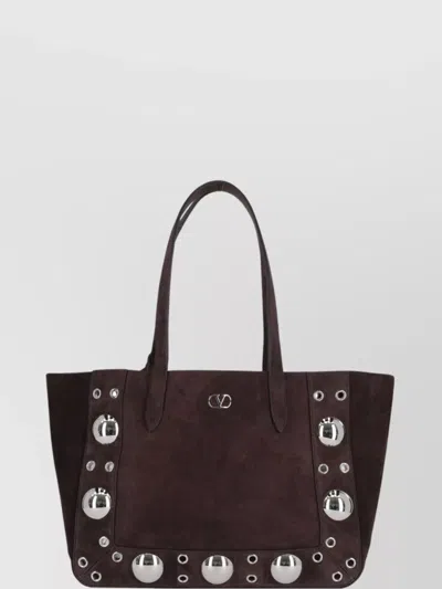 Valentino Luxe Suede Tote Bag With Metal Eyelets