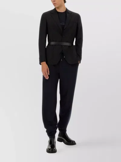 Giorgio Armani Trousers Featuring Elastic Waistband And Pockets In Black