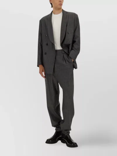 Giorgio Armani Tailored Grey Suit With Double-breasted Blazer In Gray