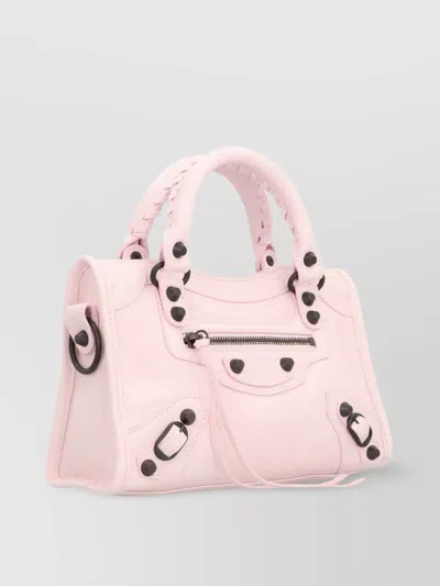 Balenciaga Mini Leather Shoulder Bag With Metal Studs