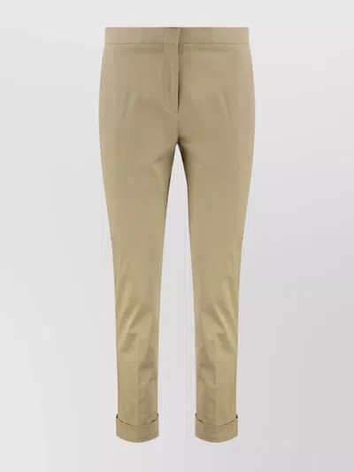 Etro Tailored Cropped Trousers Cuffed Hem In Brown