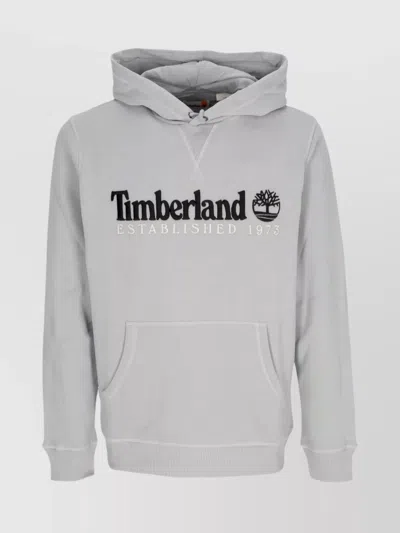 Timberland Crewneck Sweater With Hood And Kangaroo Pocket In Gray