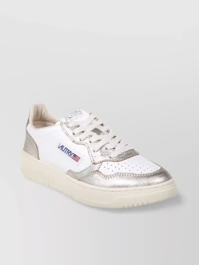 Autry Low Sneaker With Metallic Accents And Perforated Detailing