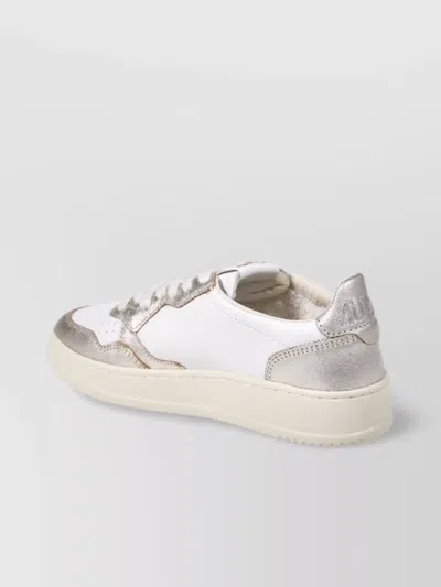 Autry Low Sneaker With Metallic Accents And Perforated Detailing