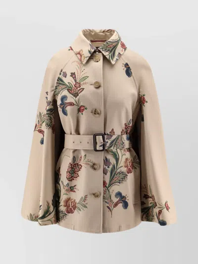 Etro Cape-style Trench Coat With Floral Print