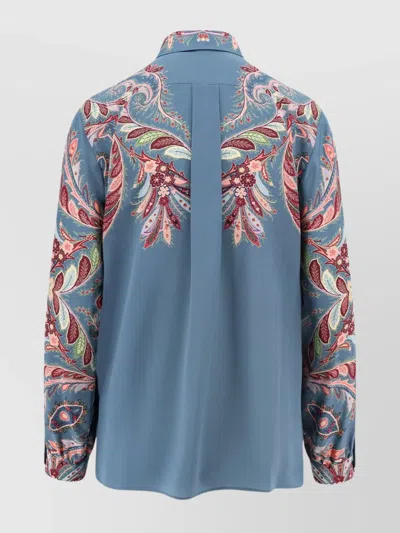 Etro Women Paisley Print Silk Shirt In Blue