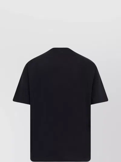 Ami Alexandre Mattiussi Relaxed Fit Black T-shirt With Subtle Embroidery In Black