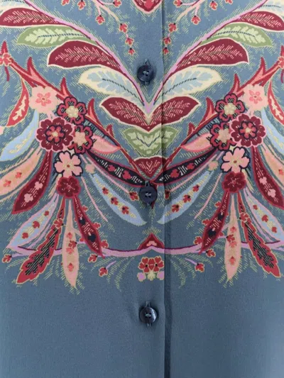 Etro Women Paisley Print Silk Shirt In Blue