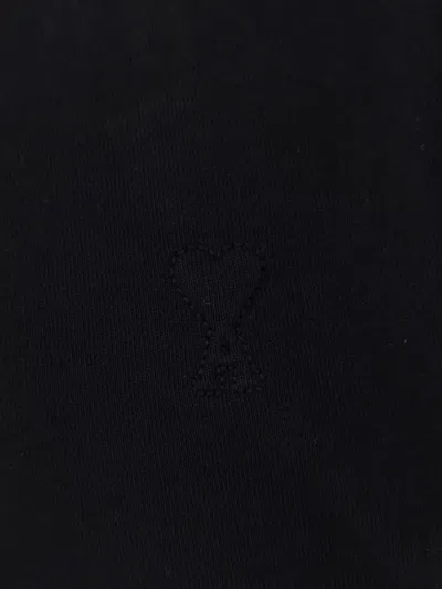 Ami Alexandre Mattiussi Relaxed Fit Black T-shirt With Subtle Embroidery In Black